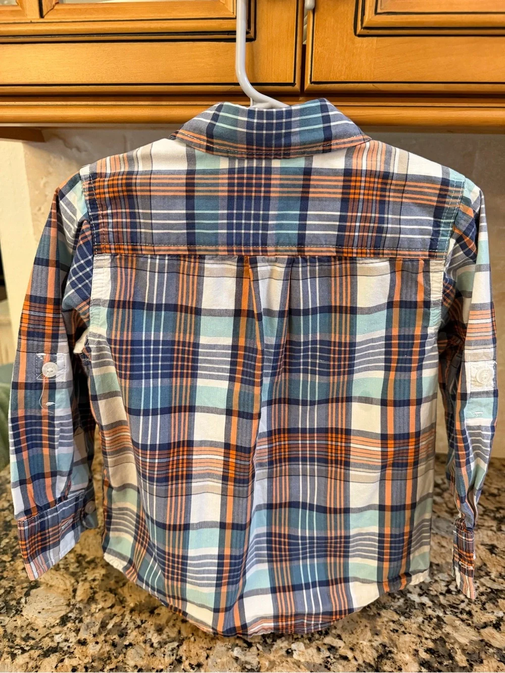GAP Boys 3T Plaid Button-Down Shirt - Blue, Brown & Cream